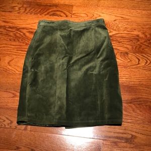 Vintage moss green suede skirt